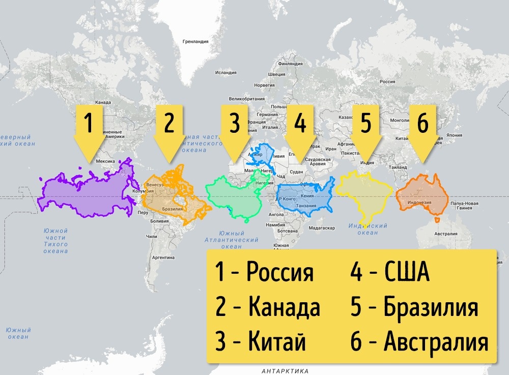 Истинные размеры стран на карте