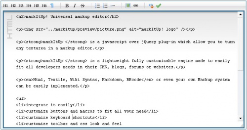 MarkItUp! - WYSIWYG HTML редакторы